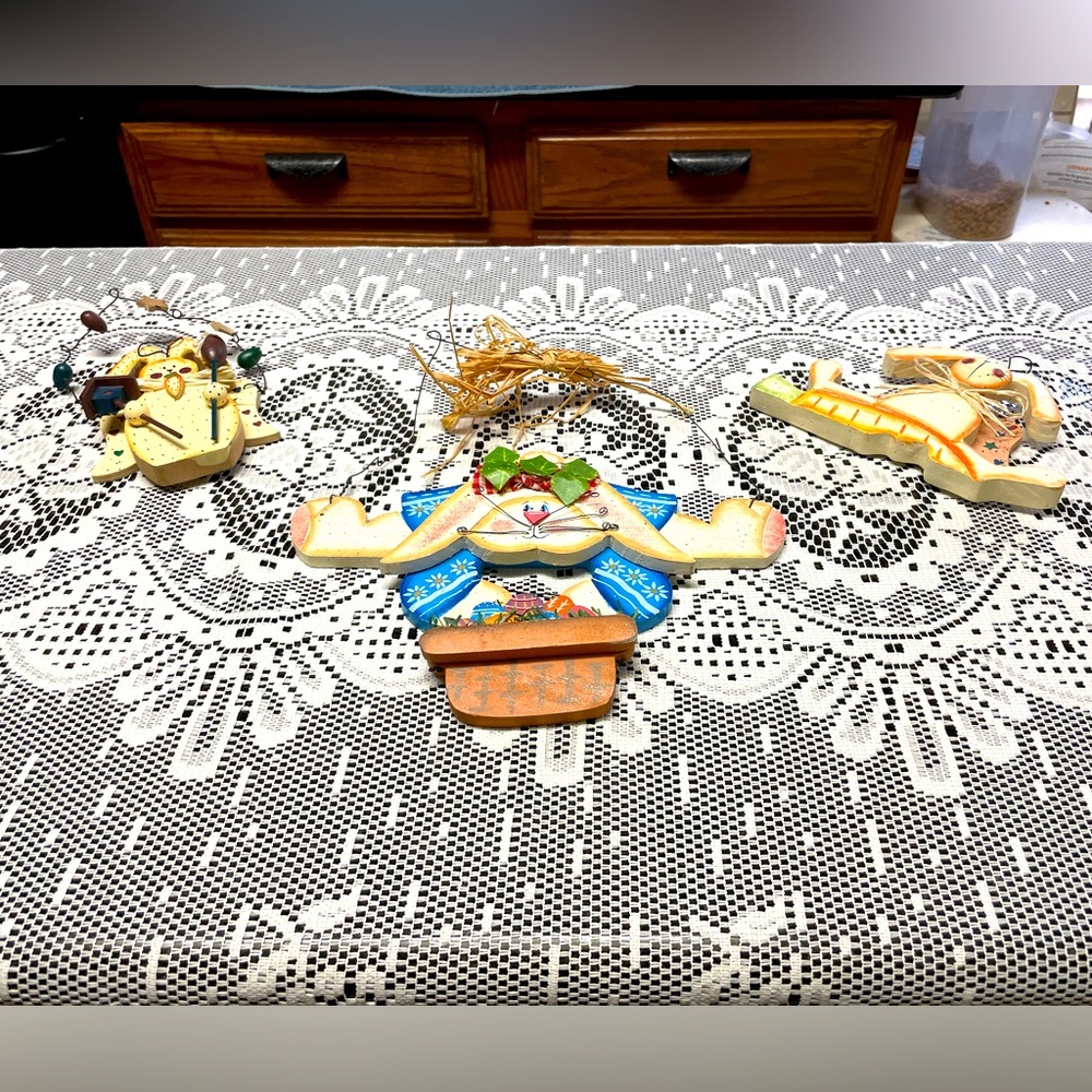 Set of 3 Wooden Bunny Wall Hangings